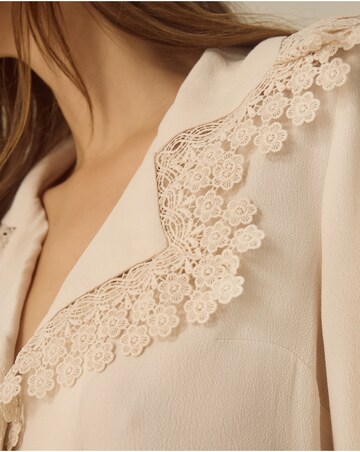 Monsoon Ava V-Neck Lace Collar Blouse