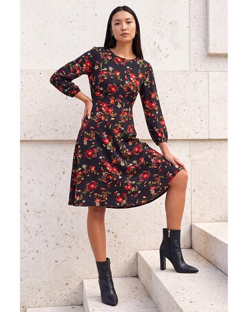 Roman Floral Print Stretch Dress