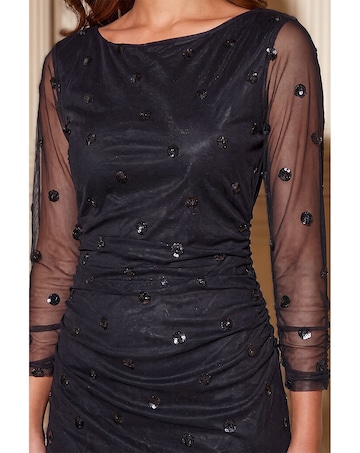 Roman Sequin Spot Mesh Dress