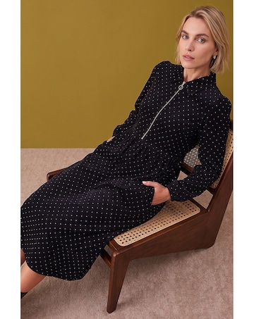 Roman Spot Zip Corduroy Midi Dress