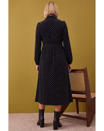 Roman Spot Zip Corduroy Midi Dress
