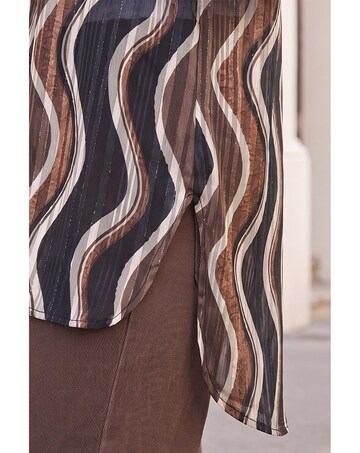 Roman Wave Print Satin Stripe Shirt
