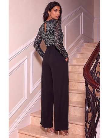 Roman Sequin Wrap V-Neck Jumpsuit