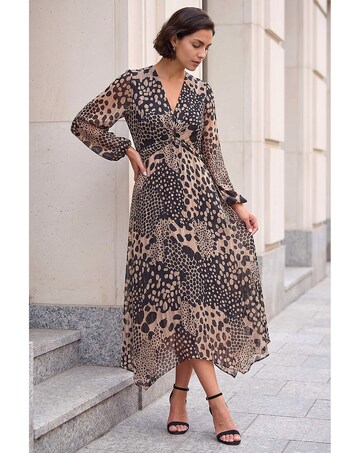 Roman Animal Print Twist Front Dress
