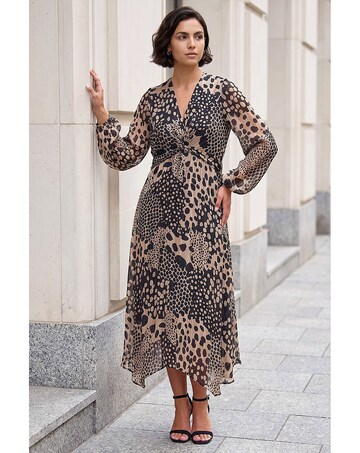 Roman Animal Print Twist Front Dress