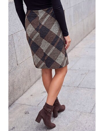 Roman Button Check A-Line Skirt