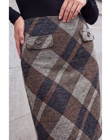 Roman Button Check A-Line Skirt