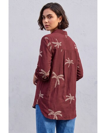 Roman Embroidered Palm Print Shirt