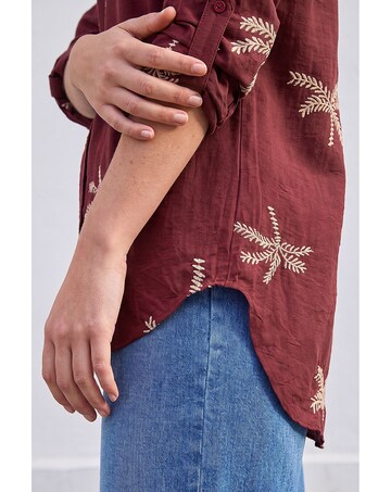 Roman Embroidered Palm Print Shirt