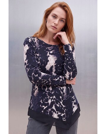 Roman Animal Print Chiffon Hem Top