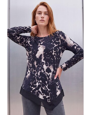 Roman Animal Print Chiffon Hem Top