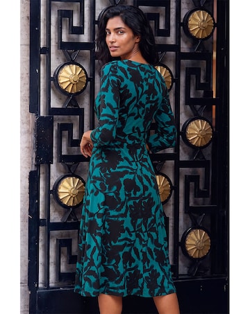 Roman Floral Wrap Midi Stretch Dress