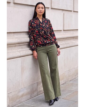 Roman Floral Print Wrap Top
