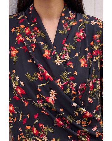 Roman Floral Print Wrap Top