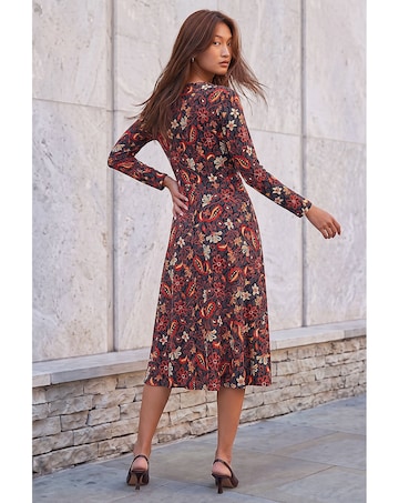 Roman Floral Gathered Midi Dress