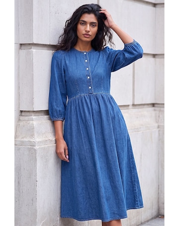 Roman Popper Buttoned Midi Dress