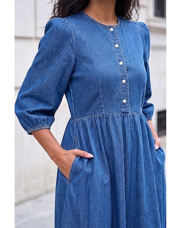 Roman Popper Buttoned Midi Dress