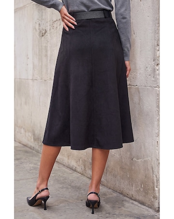 Roman Belted Suedette Midi Skirt