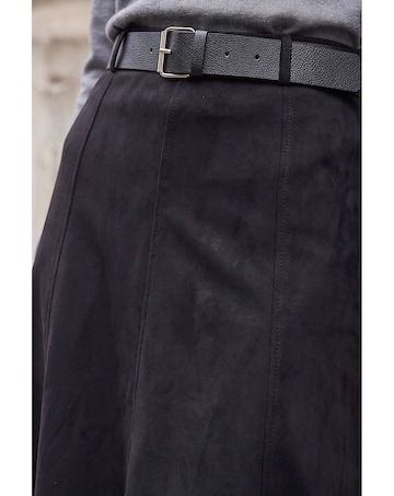 Roman Belted Suedette Midi Skirt