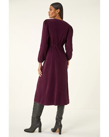 Roman Corduroy Button Down Midi Dress