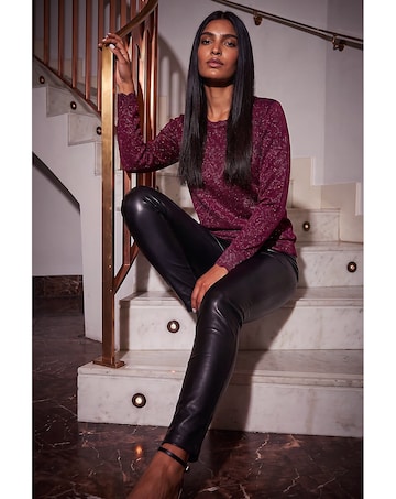 Roman Shimmer Scallop Trim Knit Jumper