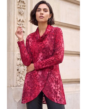 Roman Burnout Print Tunic Top