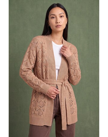 Roman Pointelle Belted Cardigan