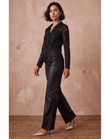 Roman Sequin Lace Collared Blouse