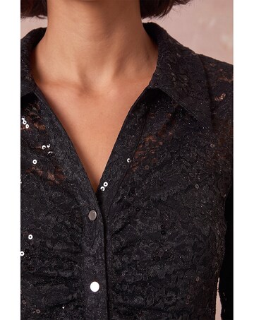Roman Sequin Lace Collared Blouse