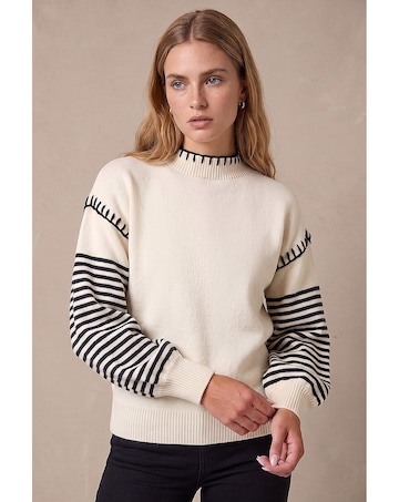Roman Contrast Stitch Stripe Jumper