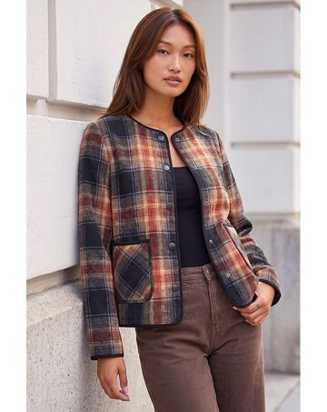 Roman Check Buttoned Throw On Jacket