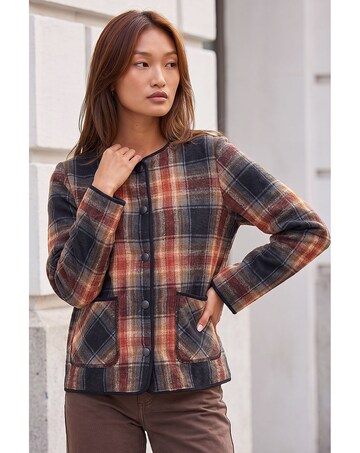 Roman Check Buttoned Throw On Jacket