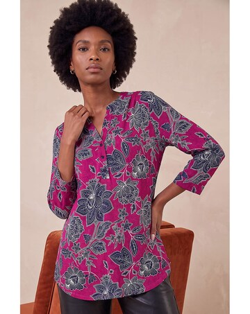 Roman Floral Puff Print Stretch Shirt