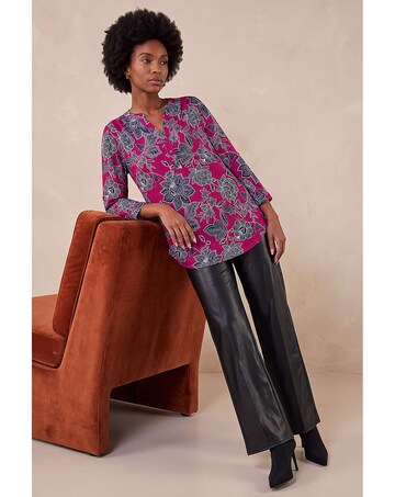 Roman Floral Puff Print Stretch Shirt