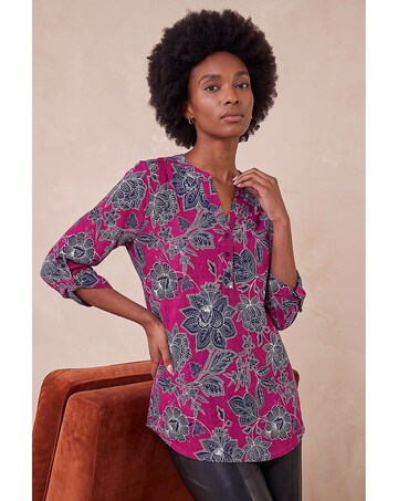 Roman Floral Puff Print Stretch Shirt