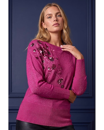 Roman Sequin Floral Knit Jumper