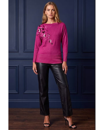 Roman Sequin Floral Knit Jumper