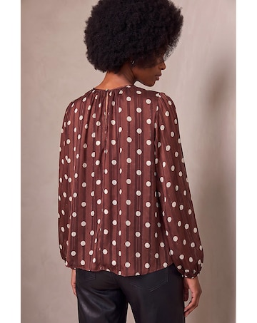 Roman Polka Dot Satin Pleated Top