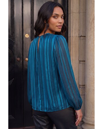 Roman Satin Stripe Pleated Top