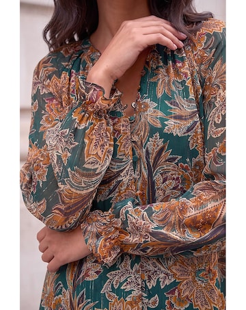 Roman Metallic Floral Blouse