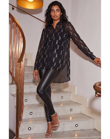 Roman Spot Foil Print Longline Shirt