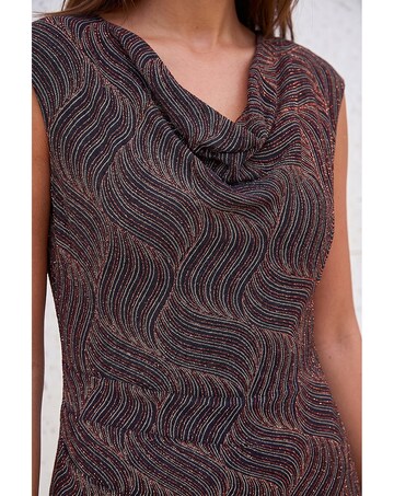 Roman Shimmer Cowl Neck Dress
