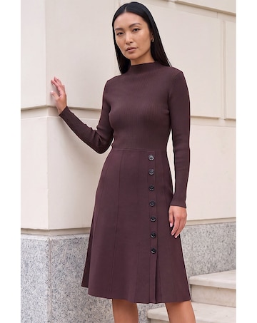 Roman Button Detail Knitted Dress