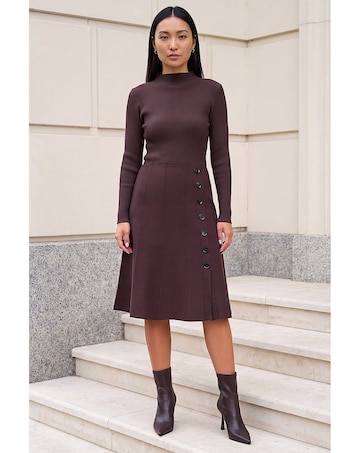 Roman Button Detail Knitted Dress