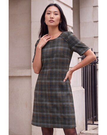 Roman Check Button Detail Dress