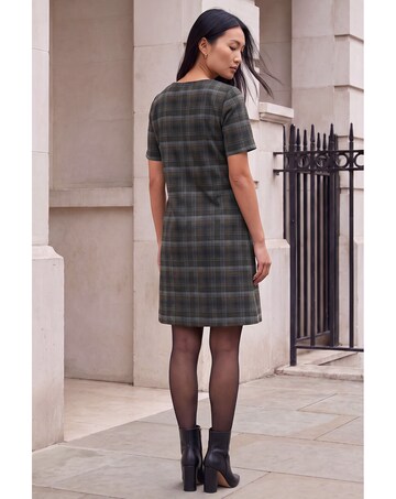 Roman Check Button Detail Dress