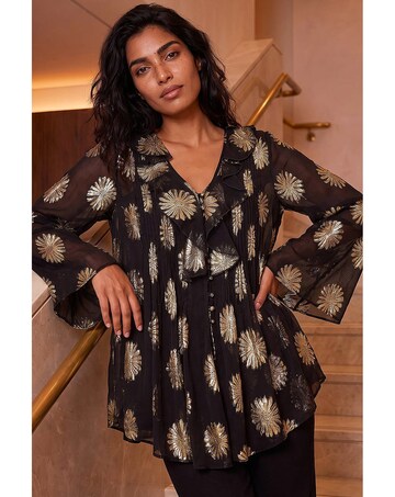 Roman Floral Frill Button Blouse