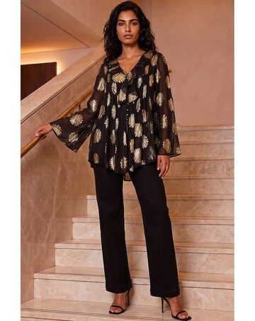 Roman Floral Frill Button Blouse