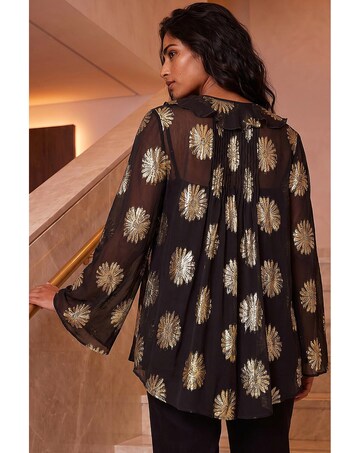 Roman Floral Frill Button Blouse
