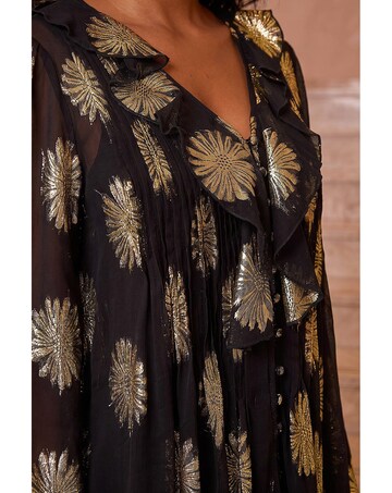 Roman Floral Frill Button Blouse